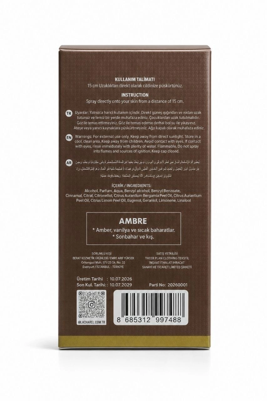 LACHAREL Ambre Eau De Parfum 50 ML Vanilyalı Amber ve Sıcak Baharatlı Parfüm görsel 4