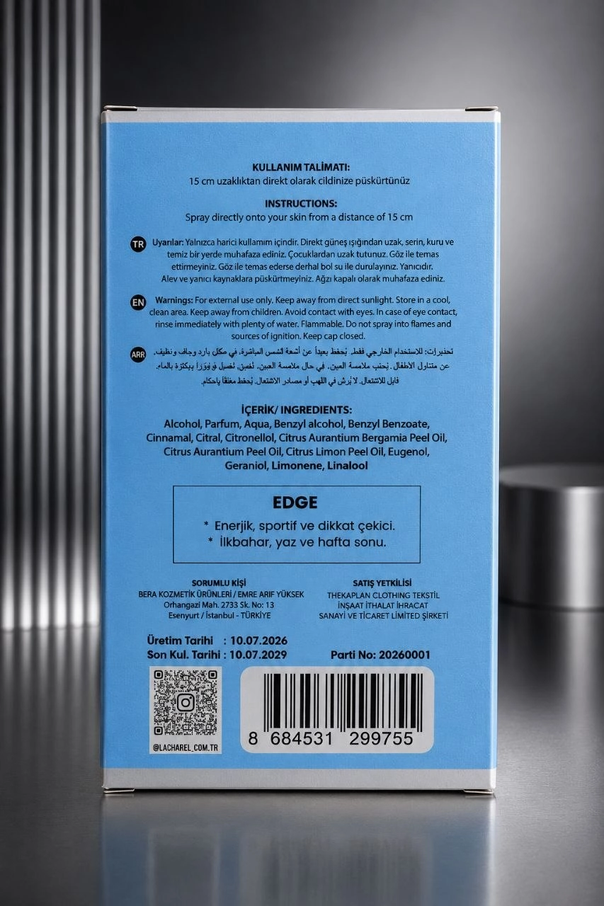 LACHAREL Edge Eau De Parfum 50 ML Enerjik Ferah ve Sportif Parfüm görsel 5