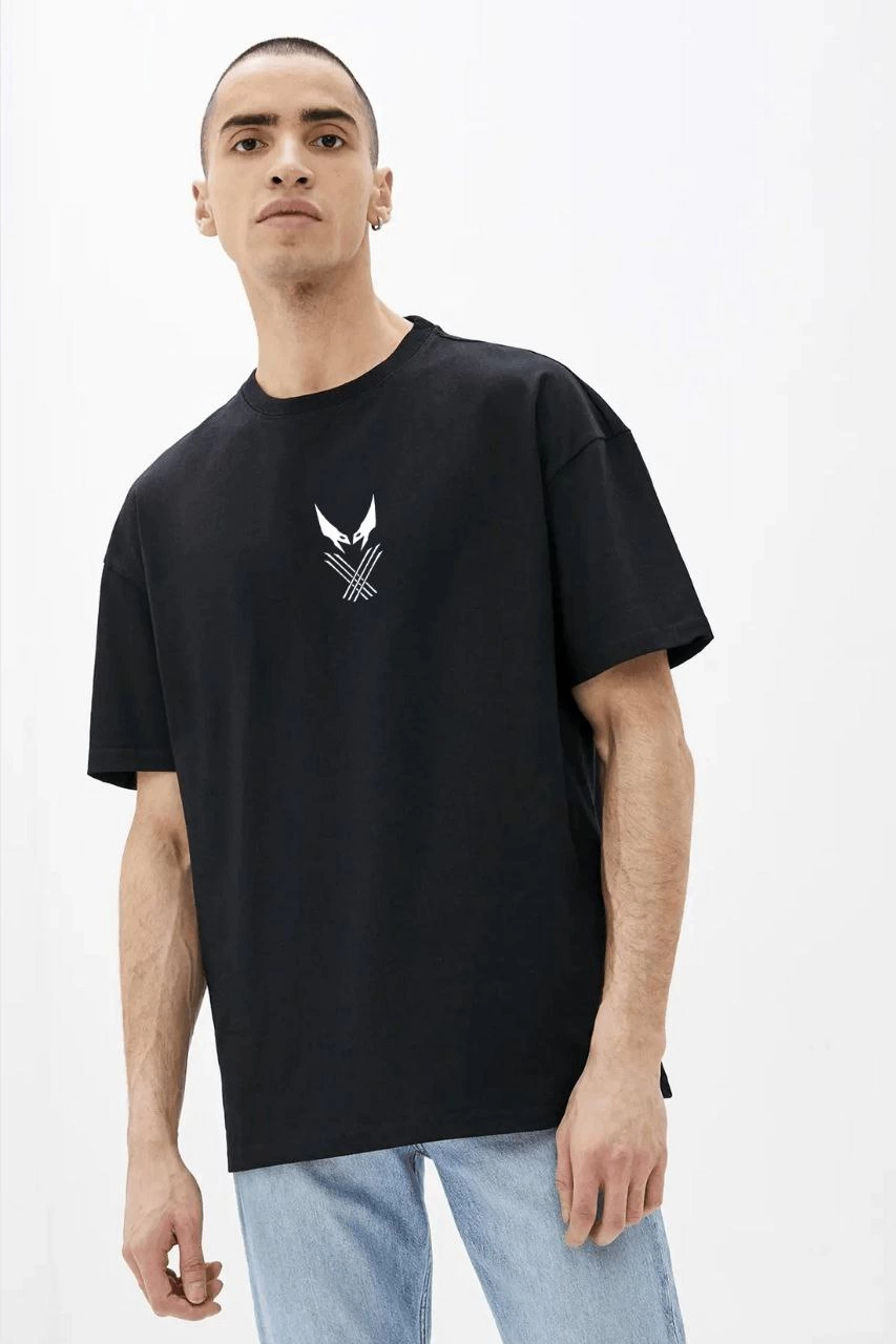 Erkek Baskılı T-Shirt Kısa Kol Bisiklet Yaka  Tişört - Siyah görsel 2