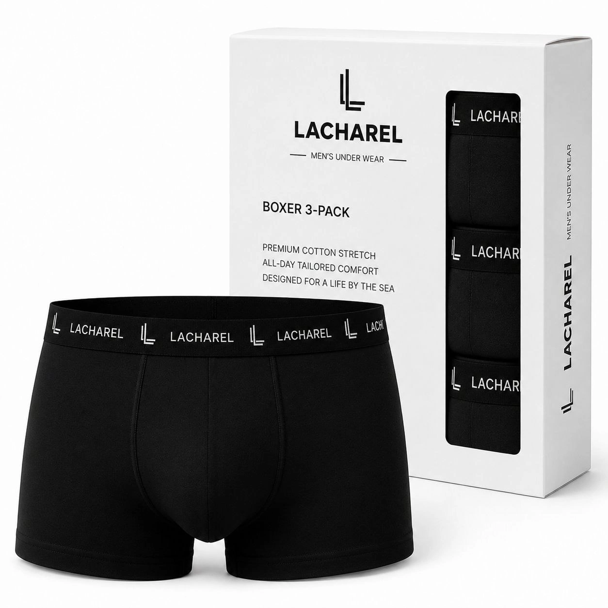 Erkek Likralı Pamuklu Nefes Alan Penye Boxer3'Lü Paket - Siyah & Gri & Lacivert görsel 2
